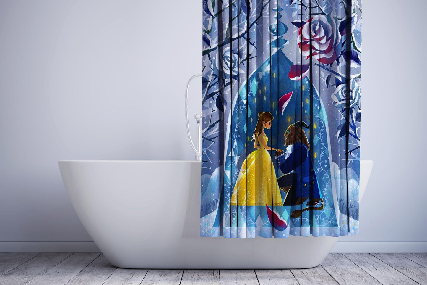 Beauty And The Beast Painting Watercolor Shower Curtain