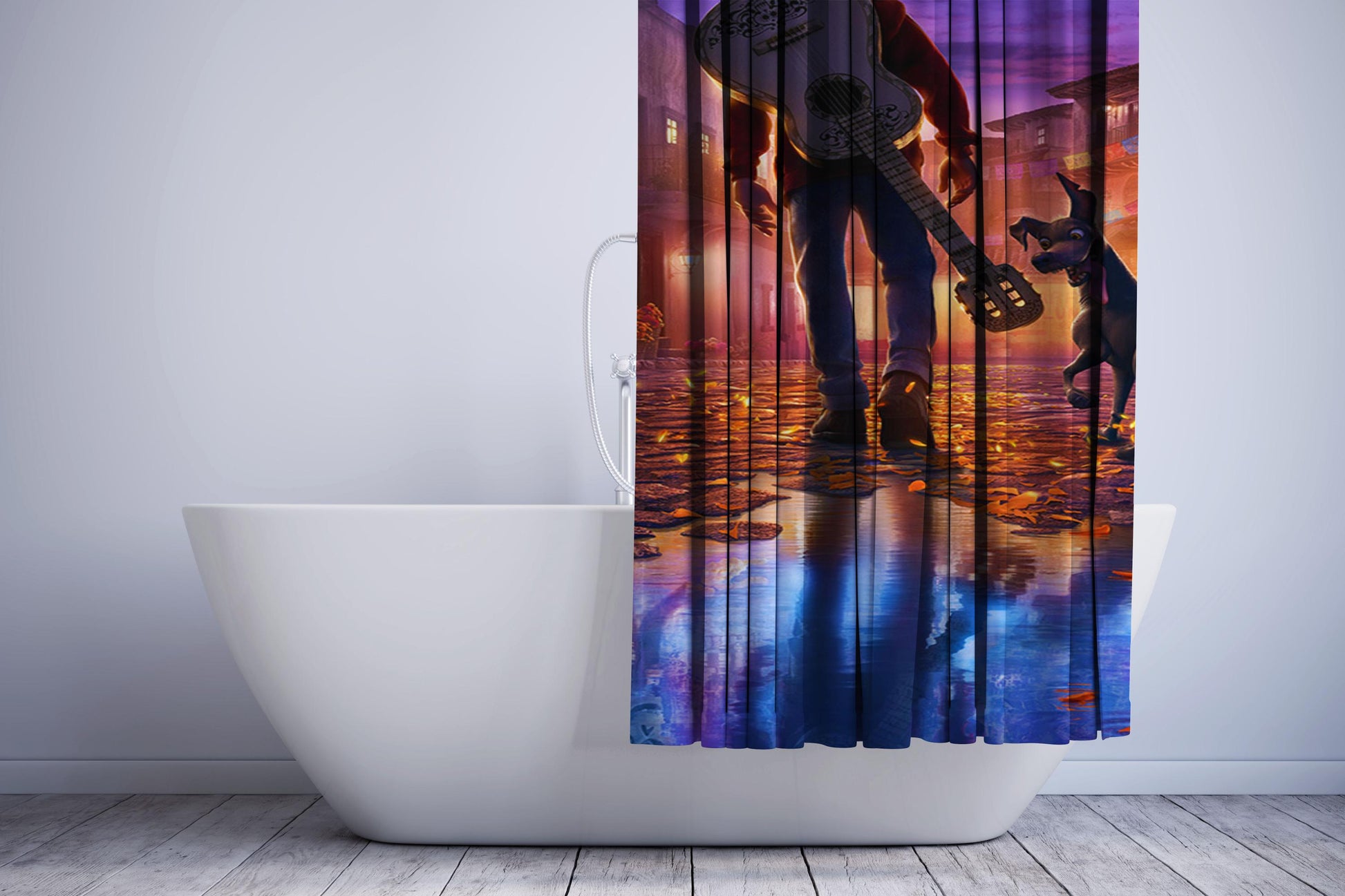 Coco Movie Miguel Walk With Dog Shower Curtain