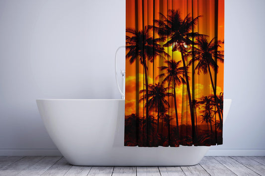 Coconut Palms Sand Beach Shower Curtain