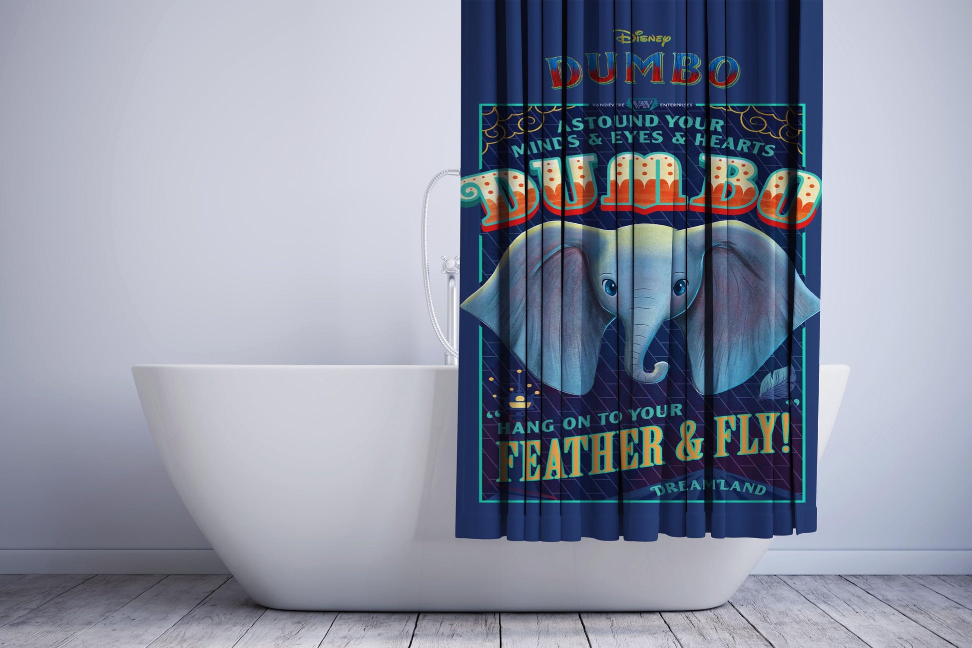 Crayon Style Dumbo Miracle Elephant Shower Curtain