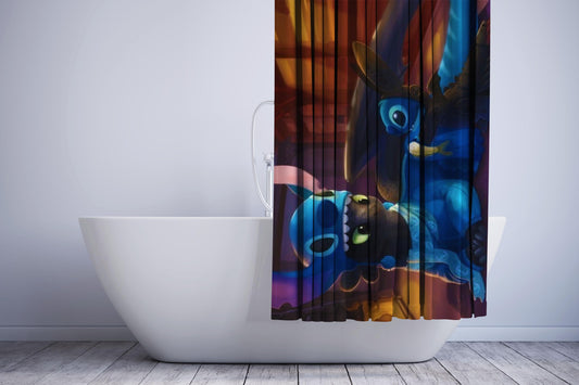 Custom Stitch And Night Fury Shower Curtain