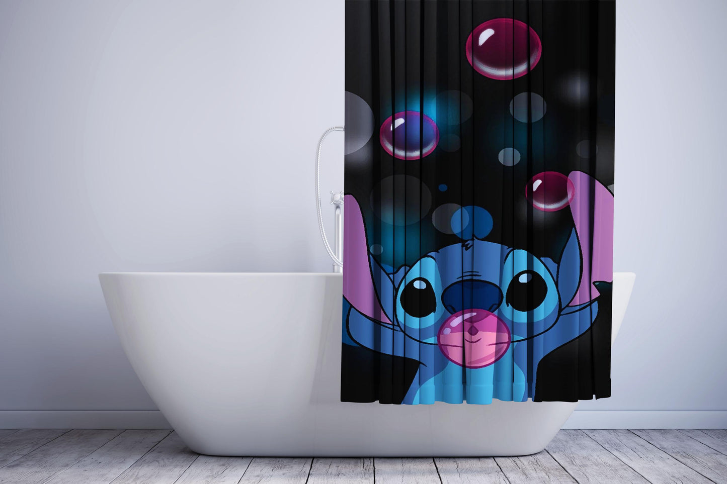 Cute Stitch Bubble Gum Shower Curtain