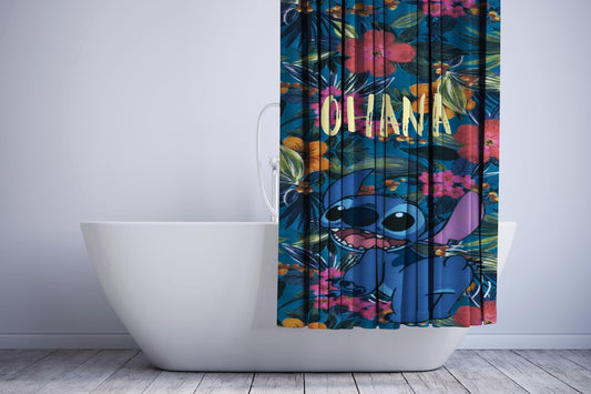 Disney Stitch Ohana Quotes Shower Curtain