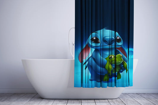 Disney Stitch With Frog Shower Curtain