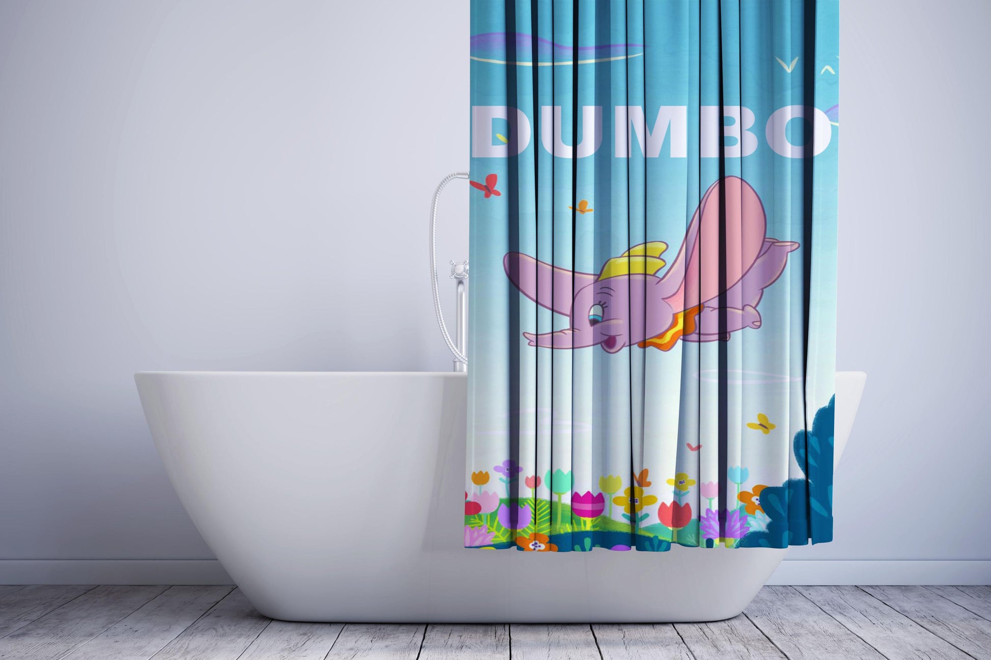 Dumbo Cartoon Style Elephant Shower Curtain