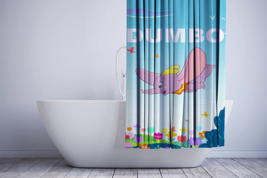 Dumbo Cartoon Style Elephant Shower Curtain