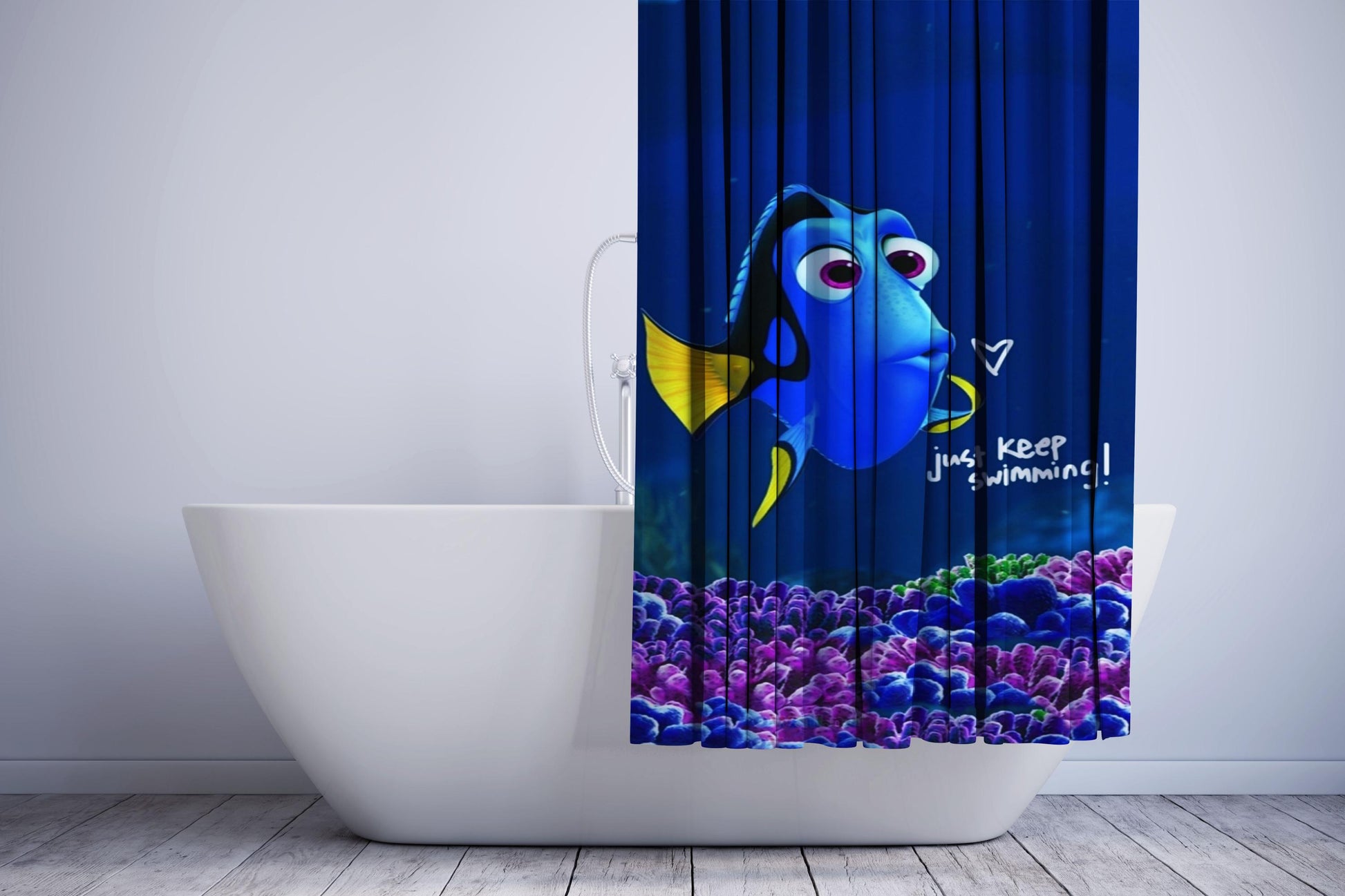 Finding Nemo Dory Quotes Just Keep Swimming Shower Curtain