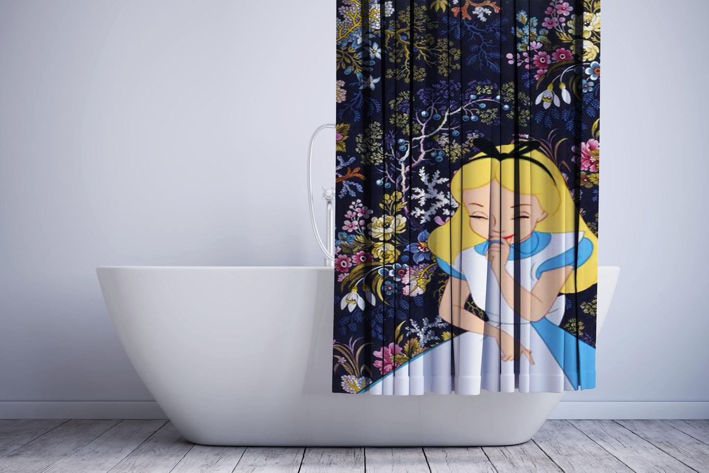 Floral Alice In Wonderland Shower Curtain