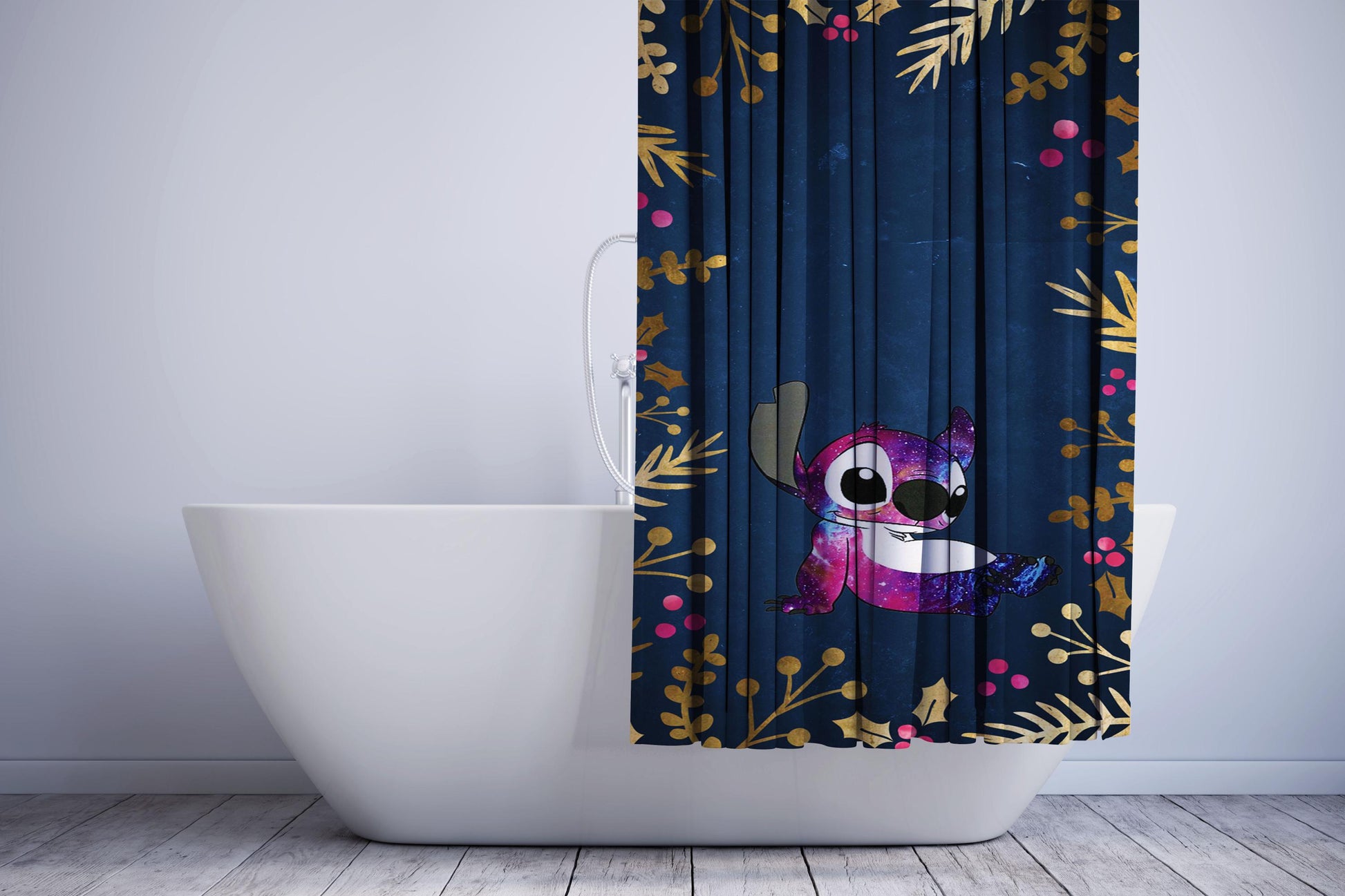 Floral Galaxy Stitch Shower Curtain