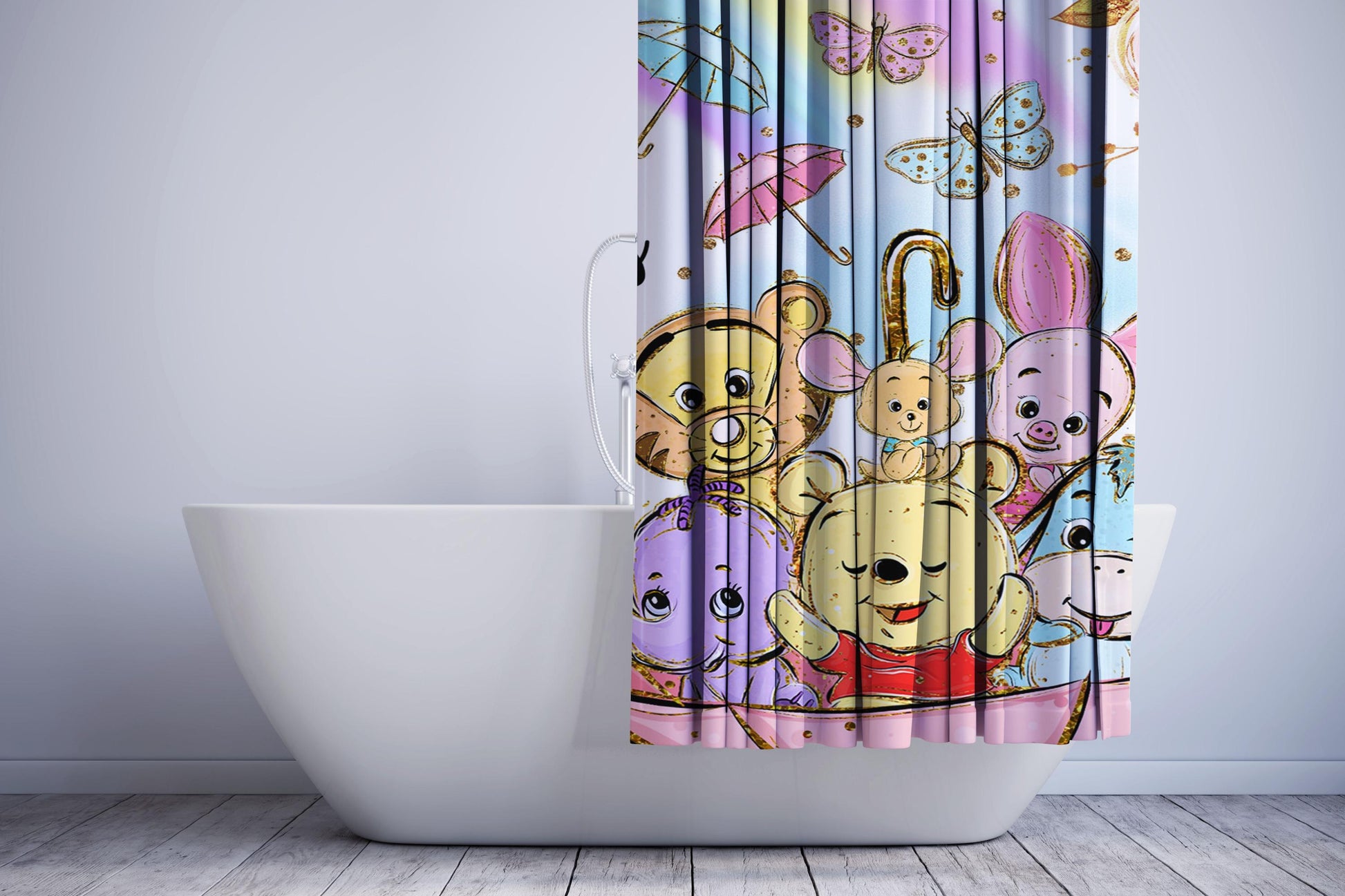 Glitter Winnie The Pooh Shower Curtain