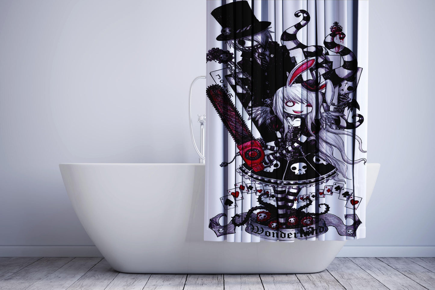 Gothic Alice In Wonderland Tattoo Shower Curtain