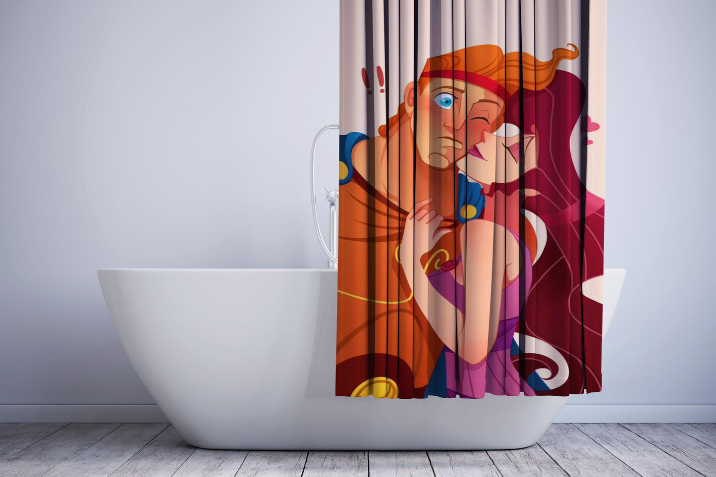 Hercules And Megara Kiss Art Shower Curtain