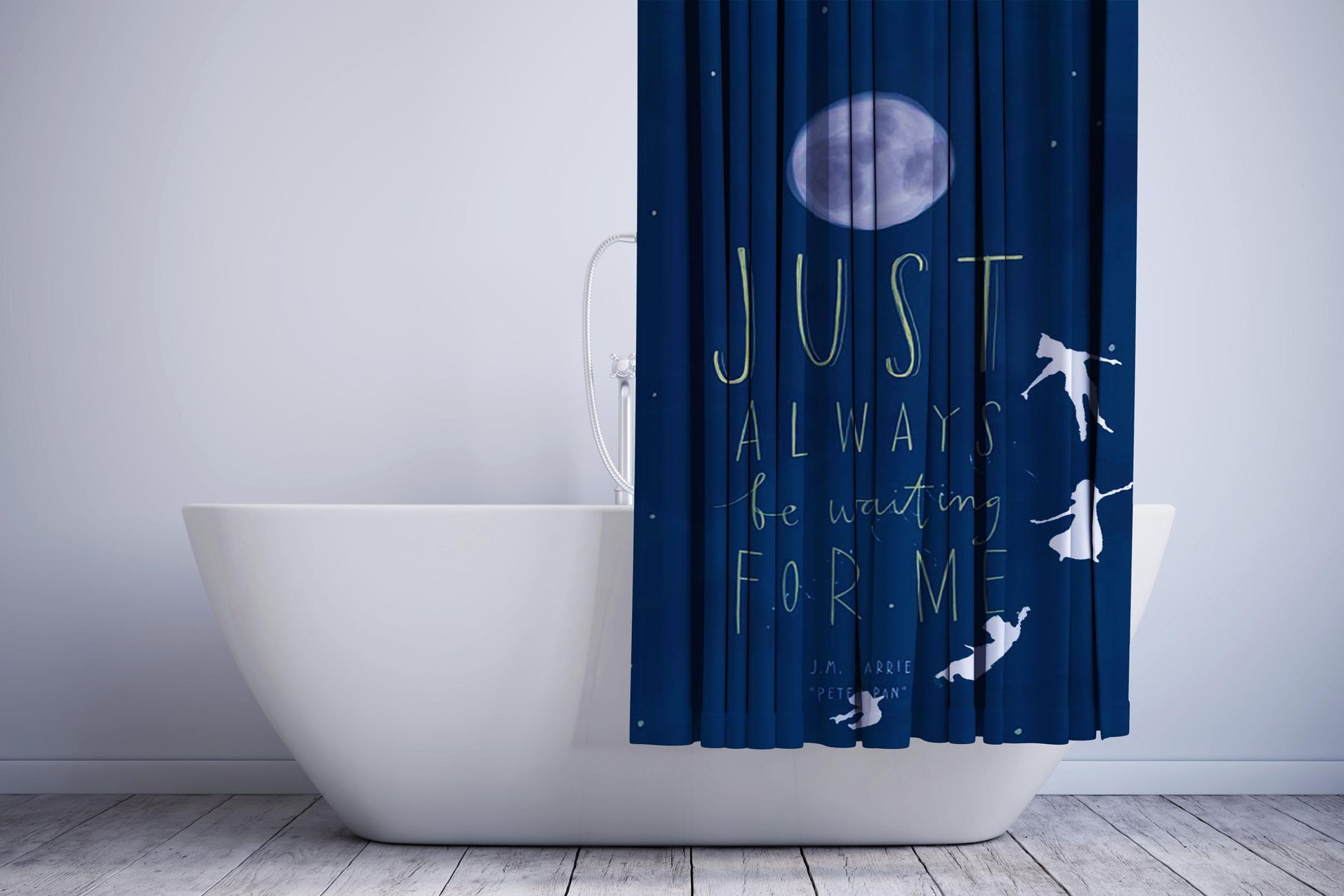 Just Always Be Waiting For Me Peter Pan Quotes Shower Curtain