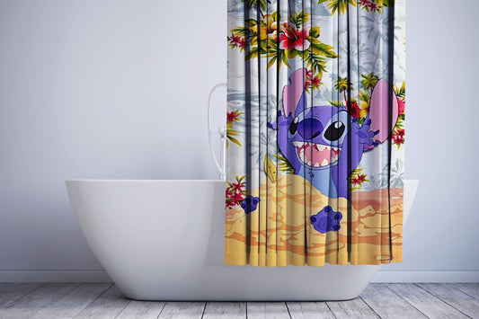 Lilo And Stitch In Sand Shower Curtain