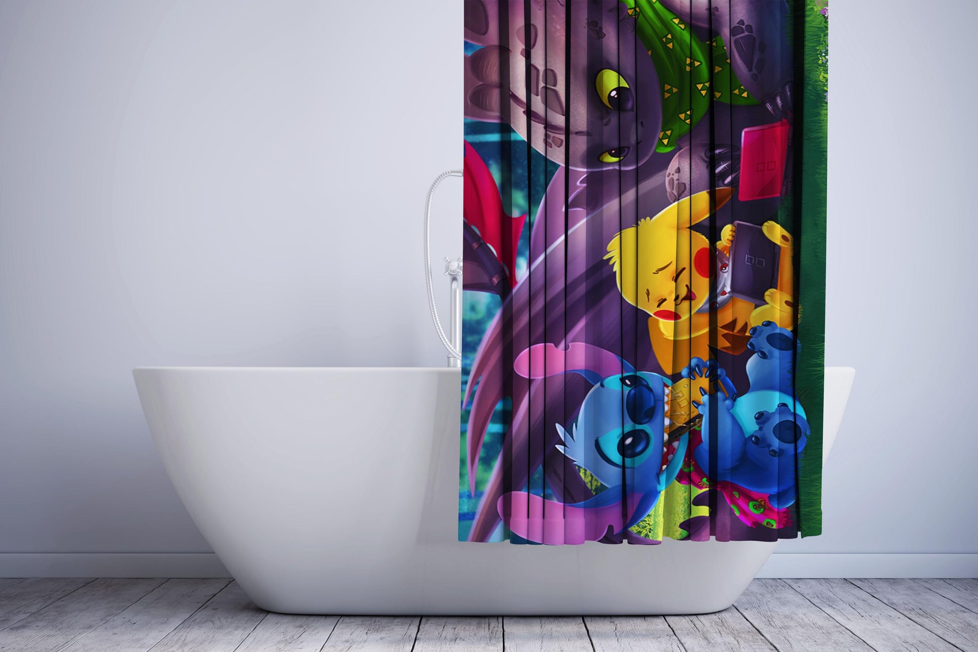 Lilo Stitch Pikachu Pokemon Toothless How To Train Shower Curtain