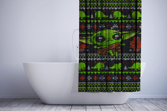 New Baby Yoda Stitch 8Bit Sweater Shower Curtain