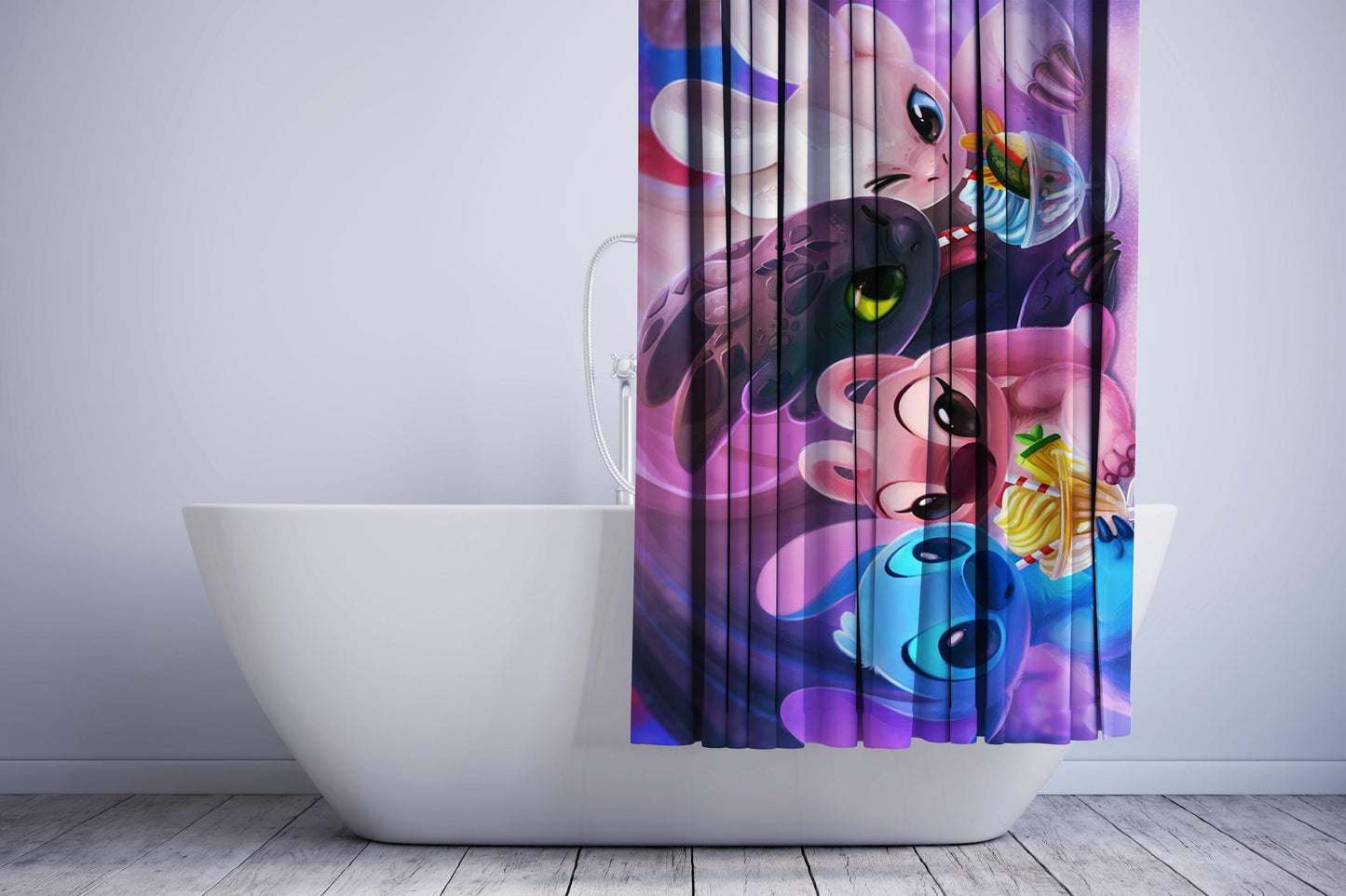 Night Fury Light Fury Stitch Angel Cute Lovely Shower Curtain