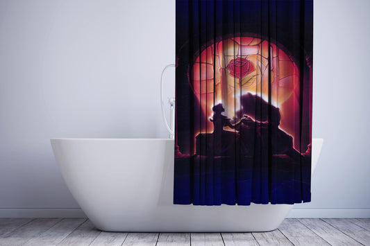 Rose Stained Glasses Beauty And The Beast Shower Curtain