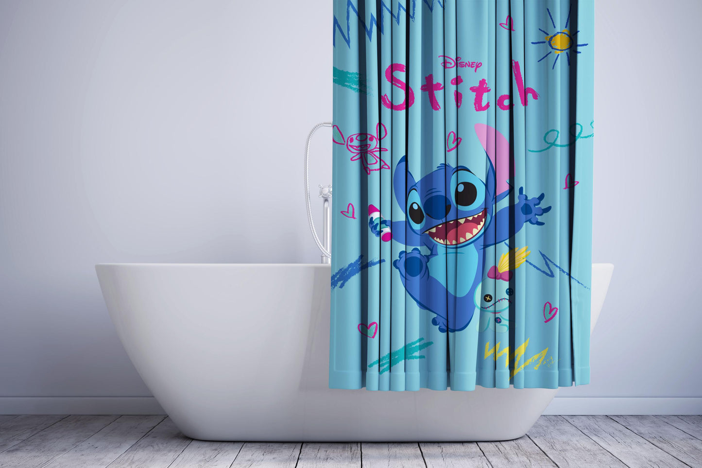 Stitch Crayon Shower Curtain