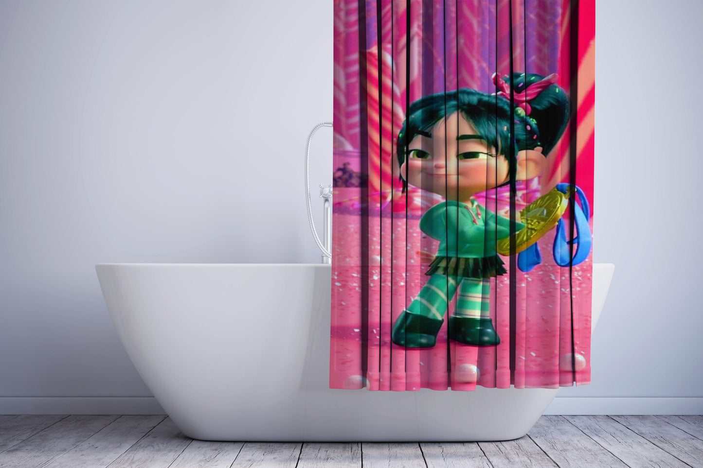 Vannelope Wreck It Ralph Gold Coin Shower Curtain